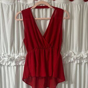 Papaya Red Sleeveless Top